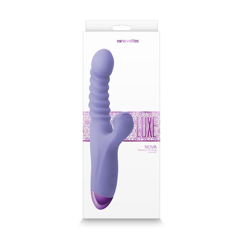 Luxe Nova Rechargeable Thrusting & Throbbing Stimulator Purple - Royal Sins