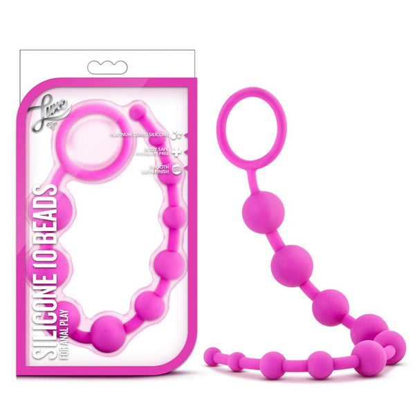 Luxe Silicone 10 Beads for Anal Play Pink - Royal Sins