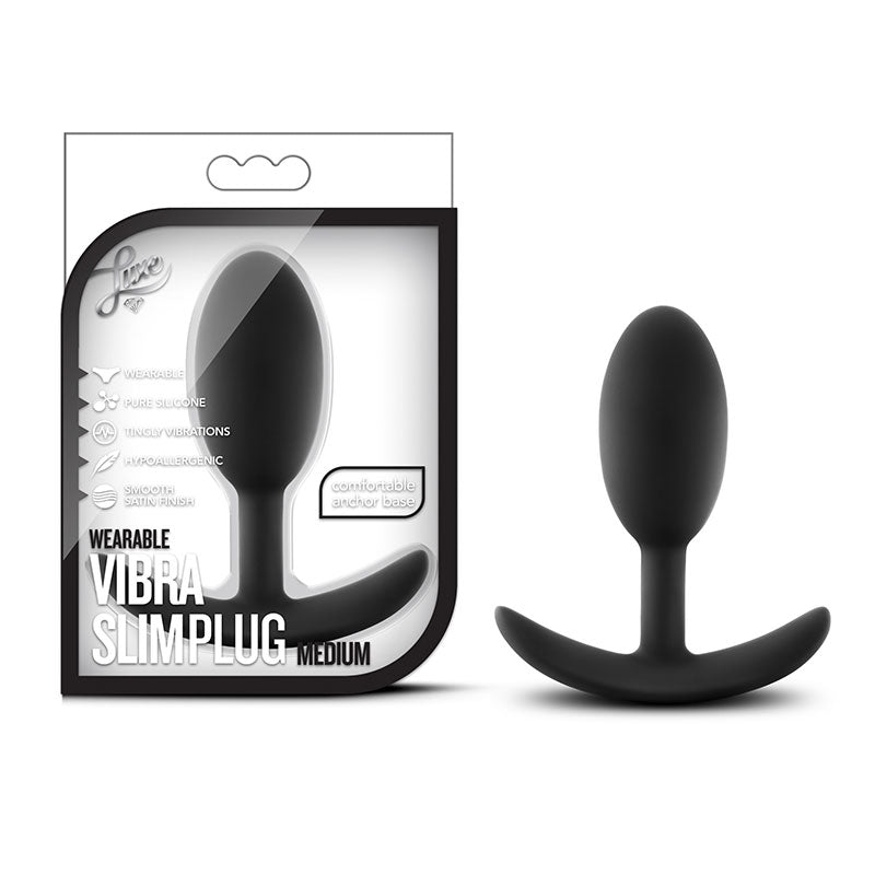 Luxe Wearable Vibra Slim Plug Medium Black - Royal Sins