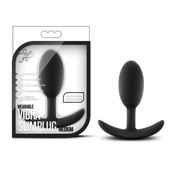 Luxe Wearable Vibra Slim Plug Medium Black - Royal Sins