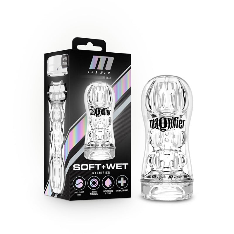 M for Men Soft + Wet Magnifier Self - Lubricating See - Through Stroker Clear - Royal Sins
