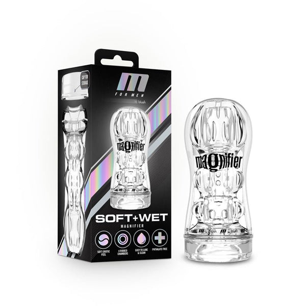M for Men Soft + Wet Magnifier Self - Lubricating See - Through Stroker Clear - Royal Sins