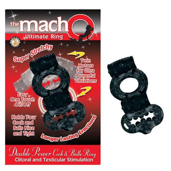 Macho 2X Power Cock & Balls Vibrating Ring (Black) - Royal Sins