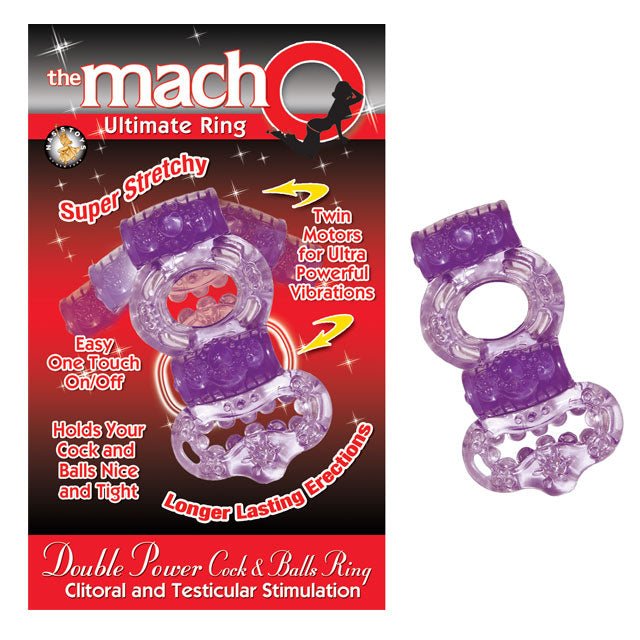 Macho 2X Power Cock & Balls Vibrating Ring (Purple) - Royal Sins