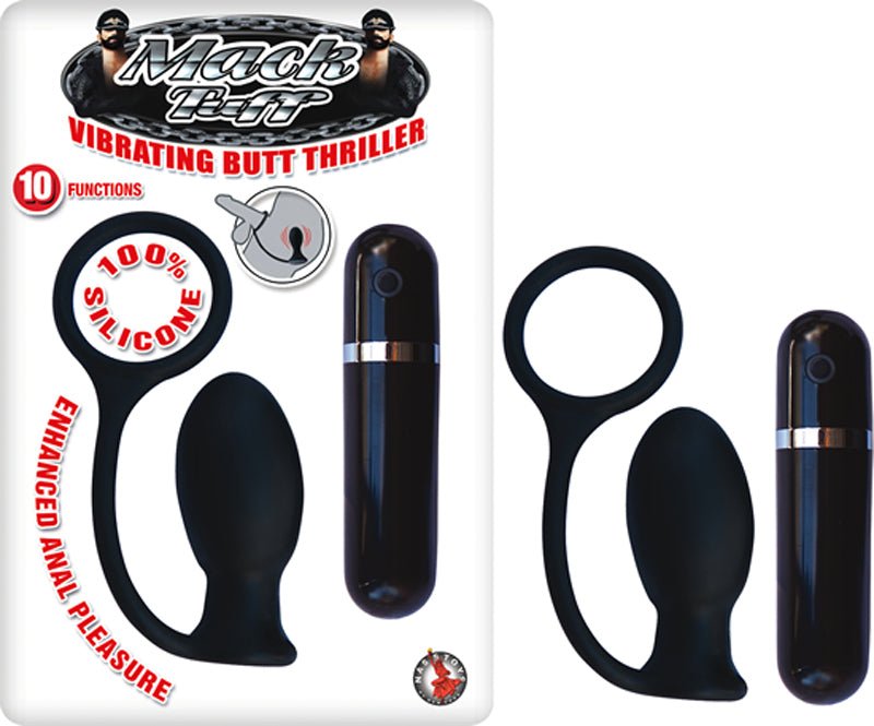 Mack Tuff Vibrating Butt Thriller Silicone Multispeed Cock Ring And Anal Plug (Black) - Royal Sins