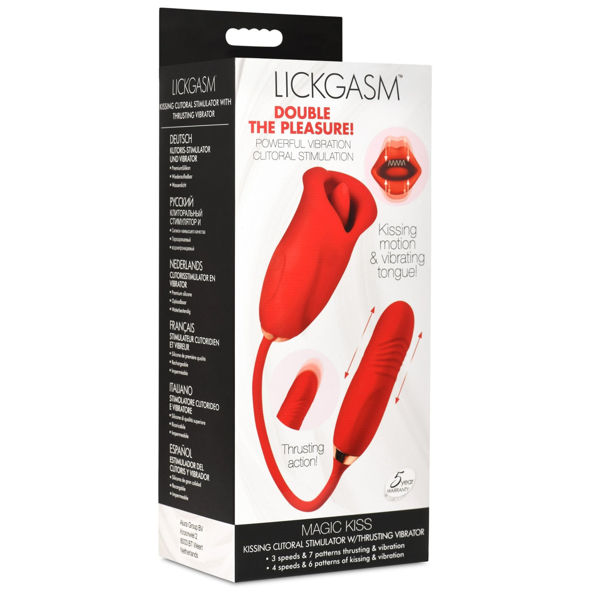 Magic Kiss Clitoral Stimulator with Thrusting Vibrator - Royal Sins