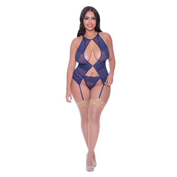 Magic Silk Berrylicious Basque & G - String Set Blueberry Queen Size - Royal Sins