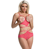 Magic Silk Diamond Girl Bra & Cupless Cutout Panty Set Watermelon Queen - Royal Sins