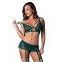 Magic Silk Evermore Bralette, Garter Skirt & Thong Set Emerald L/XL - Royal Sins