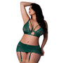 Magic Silk Evermore Bralette, Garter Skirt & Thong Set Emerald Queen Size - Royal Sins