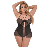 Magic Silk Forever Mesh Crotchless Babydoll Teddy Black QUEEN - Royal Sins