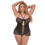 Magic Silk Forever Mesh Crotchless Babydoll Teddy Black QUEEN - Royal Sins