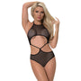 Magic Silk Forever Mesh Crotchless Underboob Teddy With Split Back Black S/M - Royal Sins