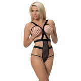 Magic Silk Forever Mesh Cupless & Crotchless Strappy Teddy Black L/XL - Royal Sins