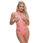 Magic Silk Forever Mesh Cupless & Crotchless Strappy Teddy Coral L/XL - Royal Sins