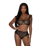 Magic Silk Girl Next Door Bralette & Panty Black L/XL - Royal Sins