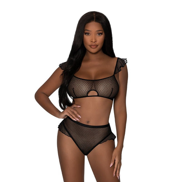 Magic Silk Girl Next Door Bralette & Panty Black S/M - Royal Sins