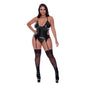 Magic Silk Hard Candy Basque & Cheeky Panty Black Queen Size - Royal Sins