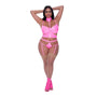 Magic Silk Hard Candy Demi Bra, Harness & Garter Panty Pink Queen Size - Royal Sins