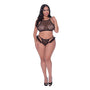 Magic Silk Love Star Halter Crop Bra & Cheeky Panty Set Black Queen Size - Royal Sins