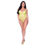 Magic Silk Love Star High Leg Teddy with Snap Crotch Neon Chartreuse L/XL - Royal Sins