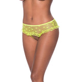 Magic Silk Love Star Skirted Hipster with Open Crotch Panty Neon Chartreuse S/M - Royal Sins