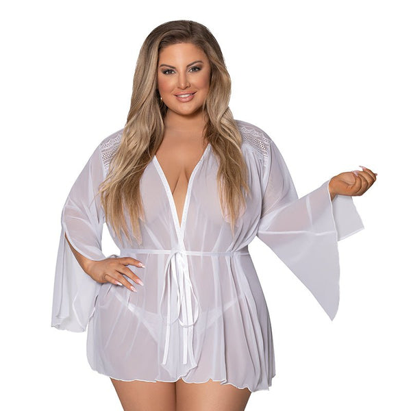Magic Silk Modern Romance Short Robe White Queen Size - Royal Sins