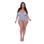 Magic Silk Ooh La Lace Babydoll & Split Crotch Panty Set Periwinkle Queen Size - Royal Sins