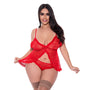 Magic Silk Ooh La Lace Babydoll & Split - Crotch Panty Set Red Queen - Royal Sins