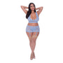 Magic Silk Ooh La Lace Bralette, Garter Skirt & G - String Set Periwinkle Queen Size - Royal Sins