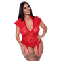 Magic Silk Ooh La Lace Cap Sleeve Basque & Tanga Set Red Queen - Royal Sins