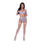 Magic Silk Ooh La Lace Demi Bra, Garter & Tanga Set Periwinkle S/M - Royal Sins