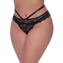 Magic Silk Ooh La Lace Peek - a - Boo Cheeky Panty Black Queen Size - Royal Sins