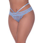 Magic Silk Ooh La Lace Peek - a - Boo Cheeky Panty Periwinkle Queen Size - Royal Sins