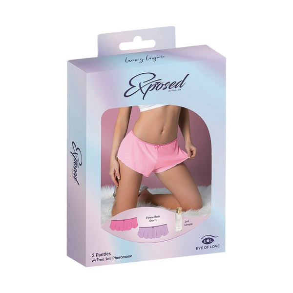 Magic Silk Pheromone Panties Flowy Mesh Short 2 - Pack Lilac/Rose L/XL - Royal Sins