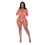 Magic Silk Rude Awakening Balconette Bra & Stirrup Thong Set Neon Orange Queen Size - Royal Sins