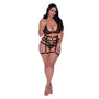 Magic Silk Rude Awakening Bralette, Thigh High Garter & Cheeky Panty Set Black Queen Size - Royal Sins
