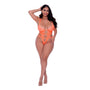 Magic Silk Rude Awakening Strappy Teddy Neon Orange Queen Size - Royal Sins