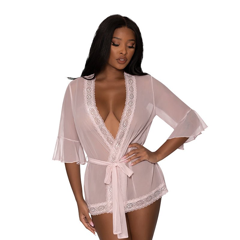 Magic Silk Seabreeze Robe With Lace Trim Blush S/M - Royal Sins