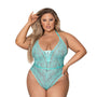Magic Silk Seabreeze Teddy With Snap Crotch Turquoise Queen Size - Royal Sins