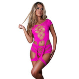 Magic Silk Seamless Stirrup Top & Short Set Pink O/S - Royal Sins