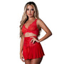 Magic Silk Sugar High Bralette, Cincher Skirt & Thong Set Red L/XL - Royal Sins