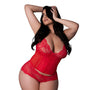 Magic Silk Sugar High Plunge Bustier & Boy Short Set Red Queen Size - Royal Sins