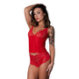 Magic Silk Sugar High Plunge Bustier & Boy Short Set Red S/M - Royal Sins