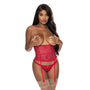 Magic Silk With Love Gartered Waist Cincher & Tanga Panty Red S/M - Royal Sins