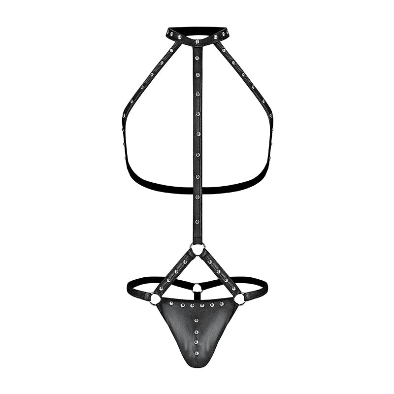 Male Power Fetish Gladiator High - Neck Strappy Body Harness Black L/XL - Royal Sins