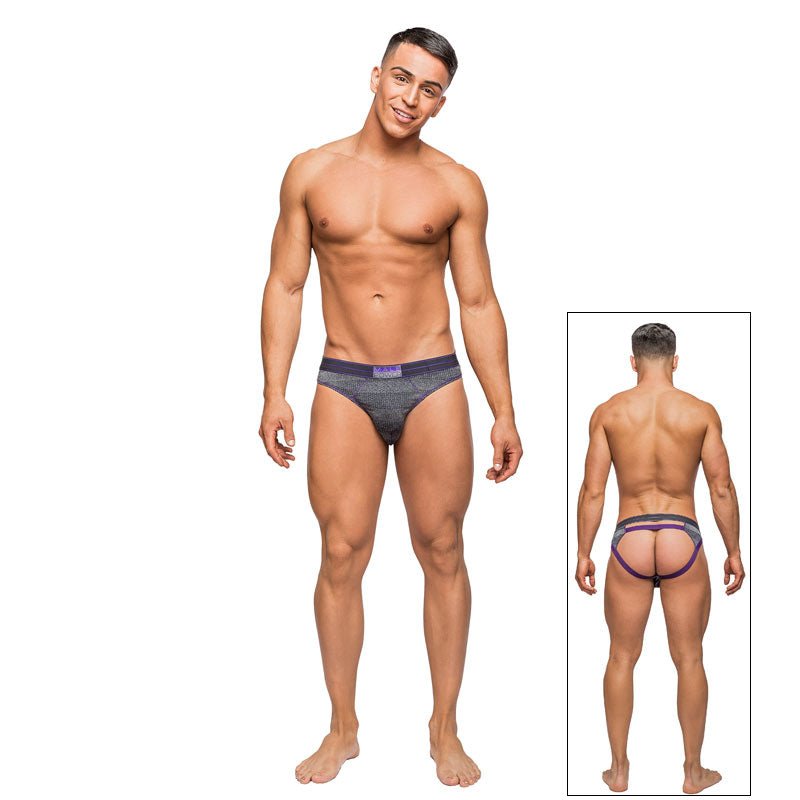 Male Power Heather Haze Cutout Thong Grey LX - Royal Sins