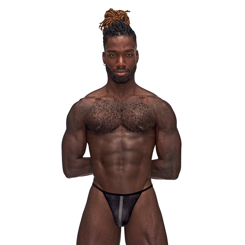Male Power Landing Strip Micro Thong Black S/M - Royal Sins