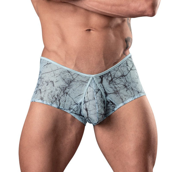 Male Power Marble Mesh Micro Mini Short Silver Blue L - Royal Sins