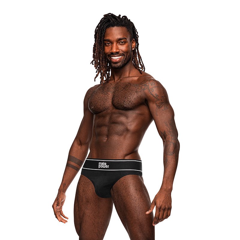 Male Power Modal Rib Bong Thong Black L/XL - Royal Sins